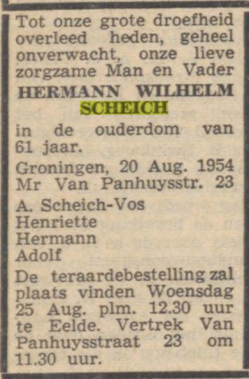 hermann wilhelm scheich on 23 Aug 1954.